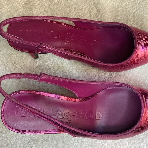 NEW IN BOX Karl Lagerfeld Paris Glora Slingback Pump in Red Plum (7M) - Picture 6 of 7